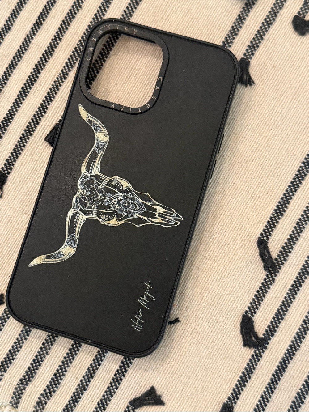 iPhone 13 Pro Max CASETiFY Phone Case with Decorative Bull Skull Design